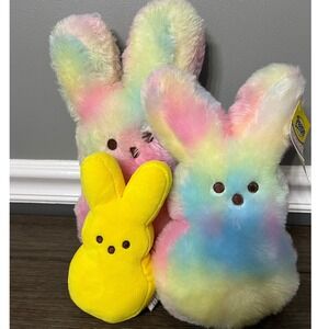 Peeps Plush‎ Bunny Set Rainbow Yellow Easter Stuffed Animal Kids